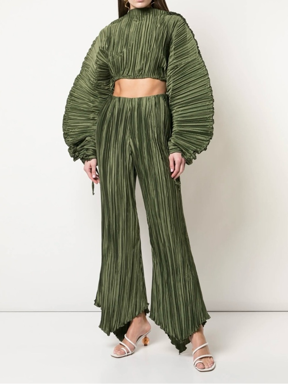 NWT cult gaia Mala Cropped Top & Keira Pants in Cypress - Plisse Pleats